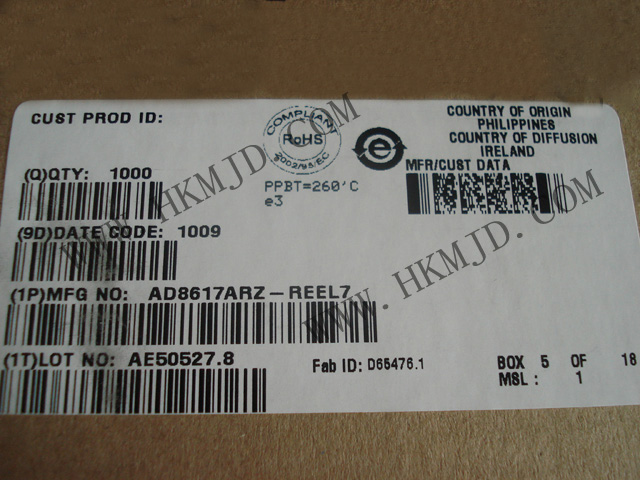 AD CMOS放大器 AD8617ARZ AD8617ARZ-REEL7 AD8617 雙路 滿(mǎn)擺幅 8-SOIC